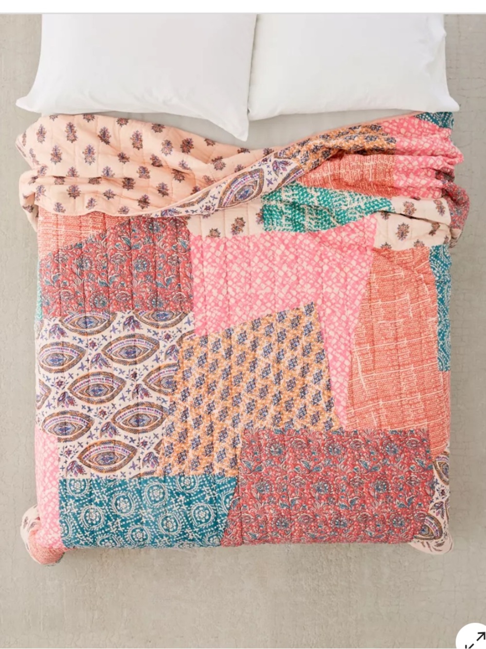 Urban Outfitters Sella Patchwork Pink, Coral & Teal Queen/Full Boho NWT